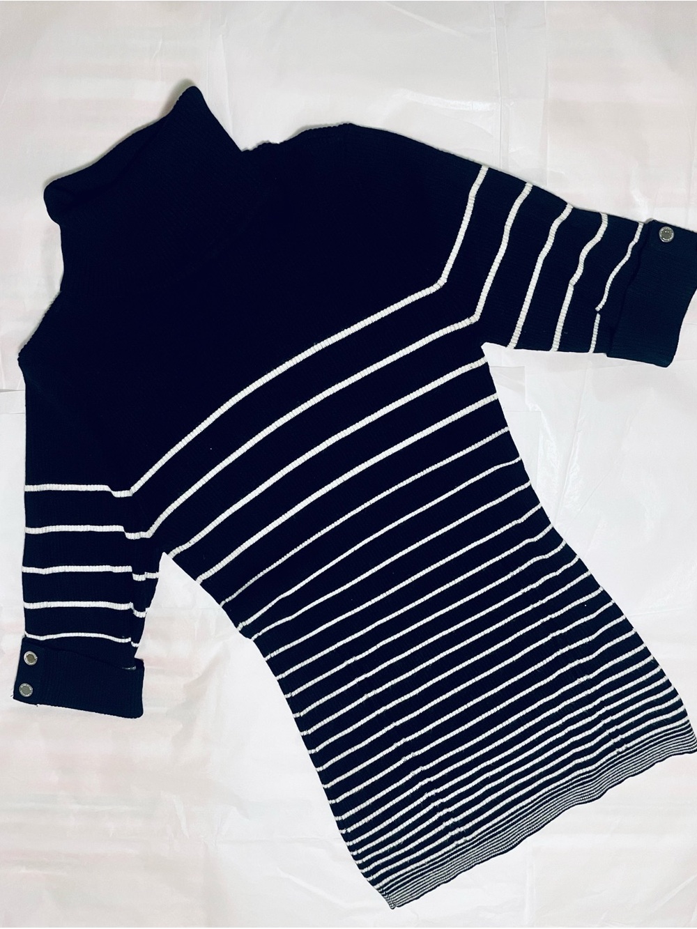 White House Black Market Black & White Striped Turtleneck Sweater